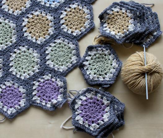 hexagon blanket work in progress